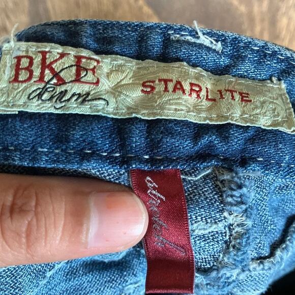 BKE Womens Jeans Blue Capris Denim Starlite Whiskered Heavy Stitching 25 - Picture 6 of 11